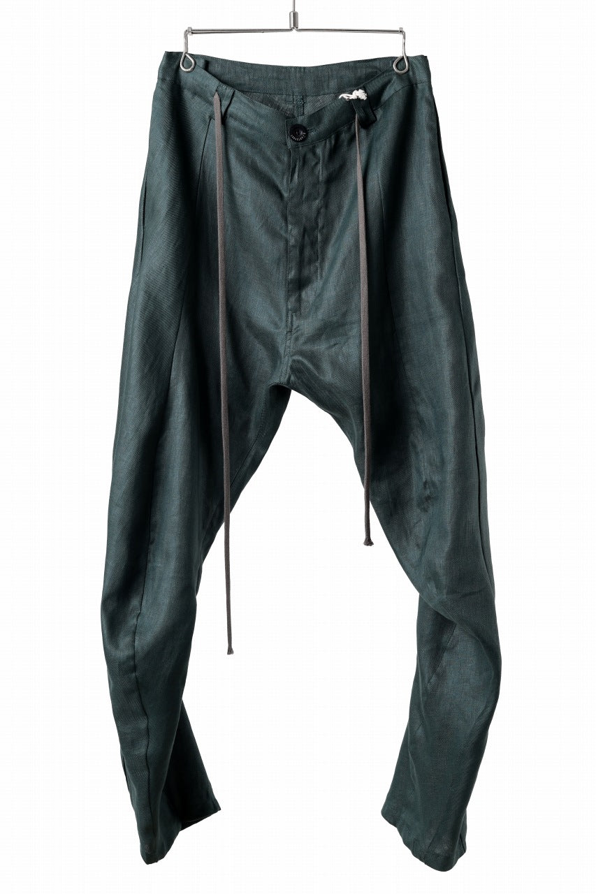画像をギャラリービューアに読み込む, A.F ARTEFACT CURVED LONG PANTS / LINEN TWILL (GREEN)