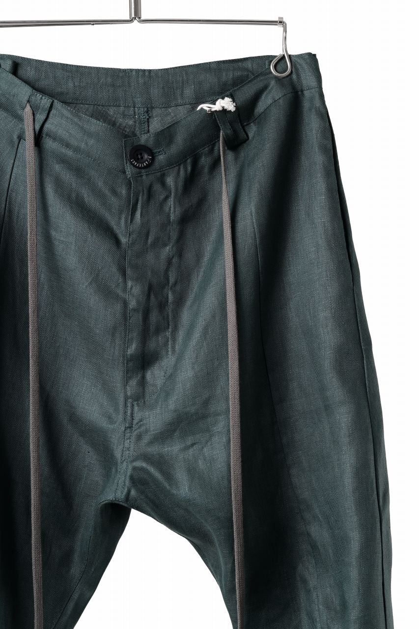 画像をギャラリービューアに読み込む, A.F ARTEFACT CURVED LONG PANTS / LINEN TWILL (GREEN)