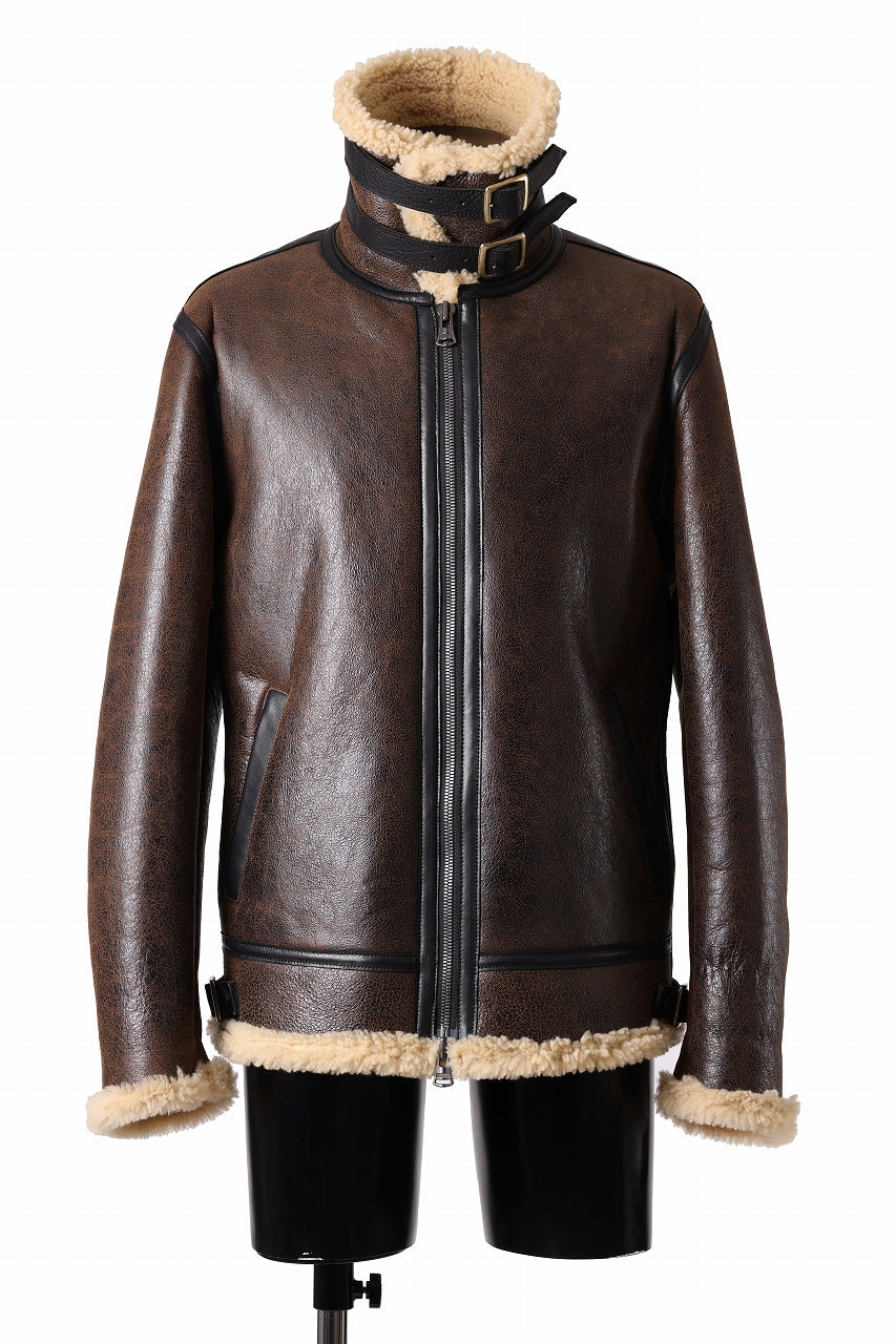 Load image into Gallery viewer, ISAMU KATAYAMA BACKLASH "LIMITED" B-3 FLIGHT JACKET / SPANISH MOUTON NATIVE BOMBER FINISH (BROWN)