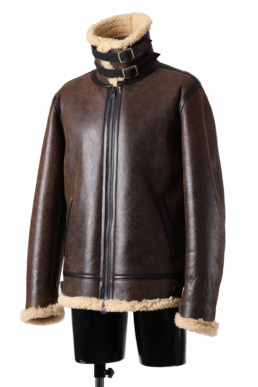 Load image into Gallery viewer, ISAMU KATAYAMA BACKLASH "LIMITED" B-3 FLIGHT JACKET / SPANISH MOUTON NATIVE BOMBER FINISH (BROWN)