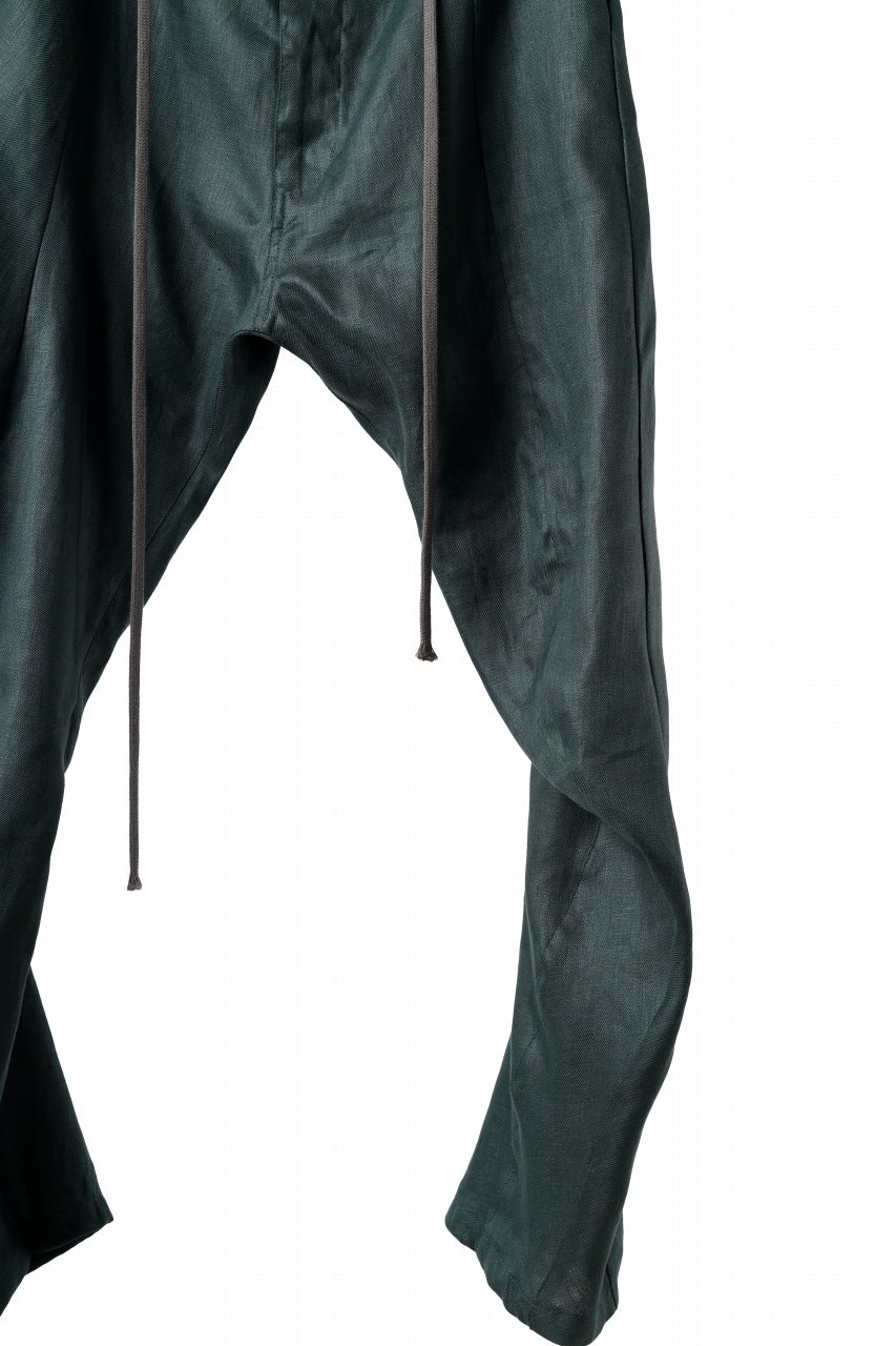 画像をギャラリービューアに読み込む, A.F ARTEFACT CURVED LONG PANTS / LINEN TWILL (GREEN)