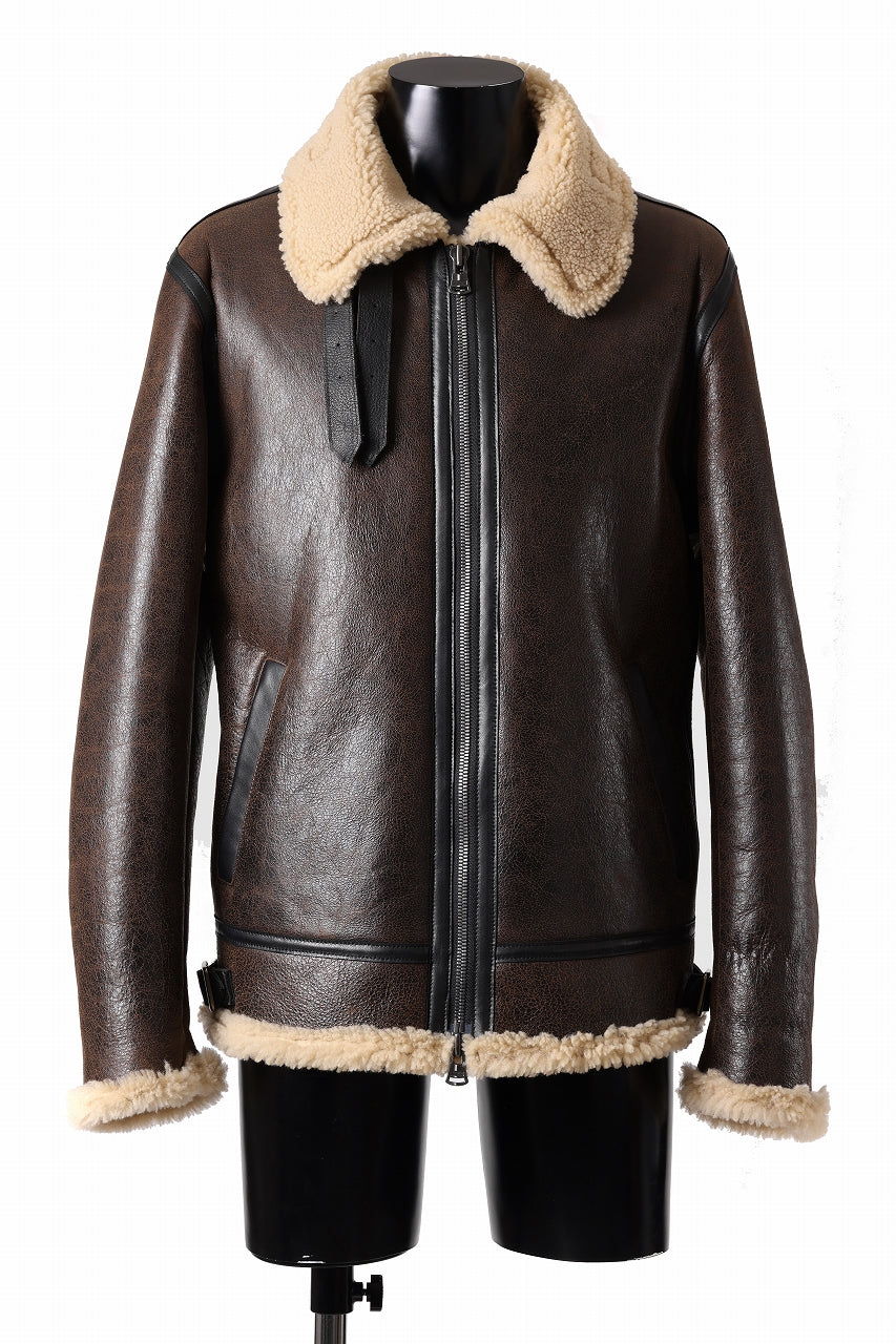 Load image into Gallery viewer, ISAMU KATAYAMA BACKLASH "LIMITED" B-3 FLIGHT JACKET / SPANISH MOUTON NATIVE BOMBER FINISH (BROWN)