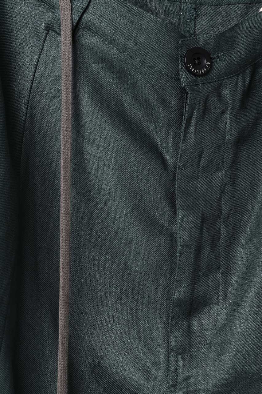 画像をギャラリービューアに読み込む, A.F ARTEFACT CURVED LONG PANTS / LINEN TWILL (GREEN)
