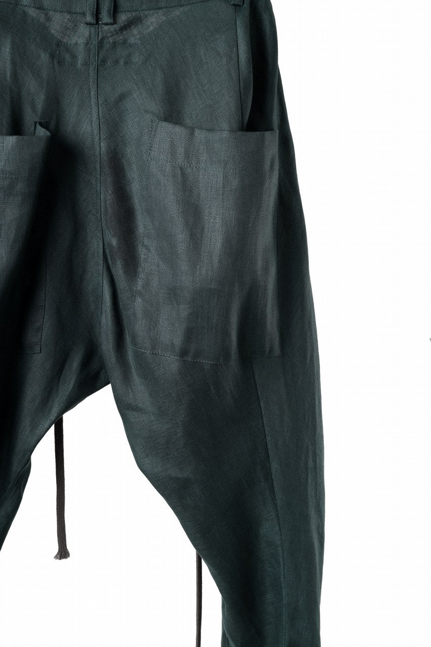 画像をギャラリービューアに読み込む, A.F ARTEFACT CURVED LONG PANTS / LINEN TWILL (GREEN)