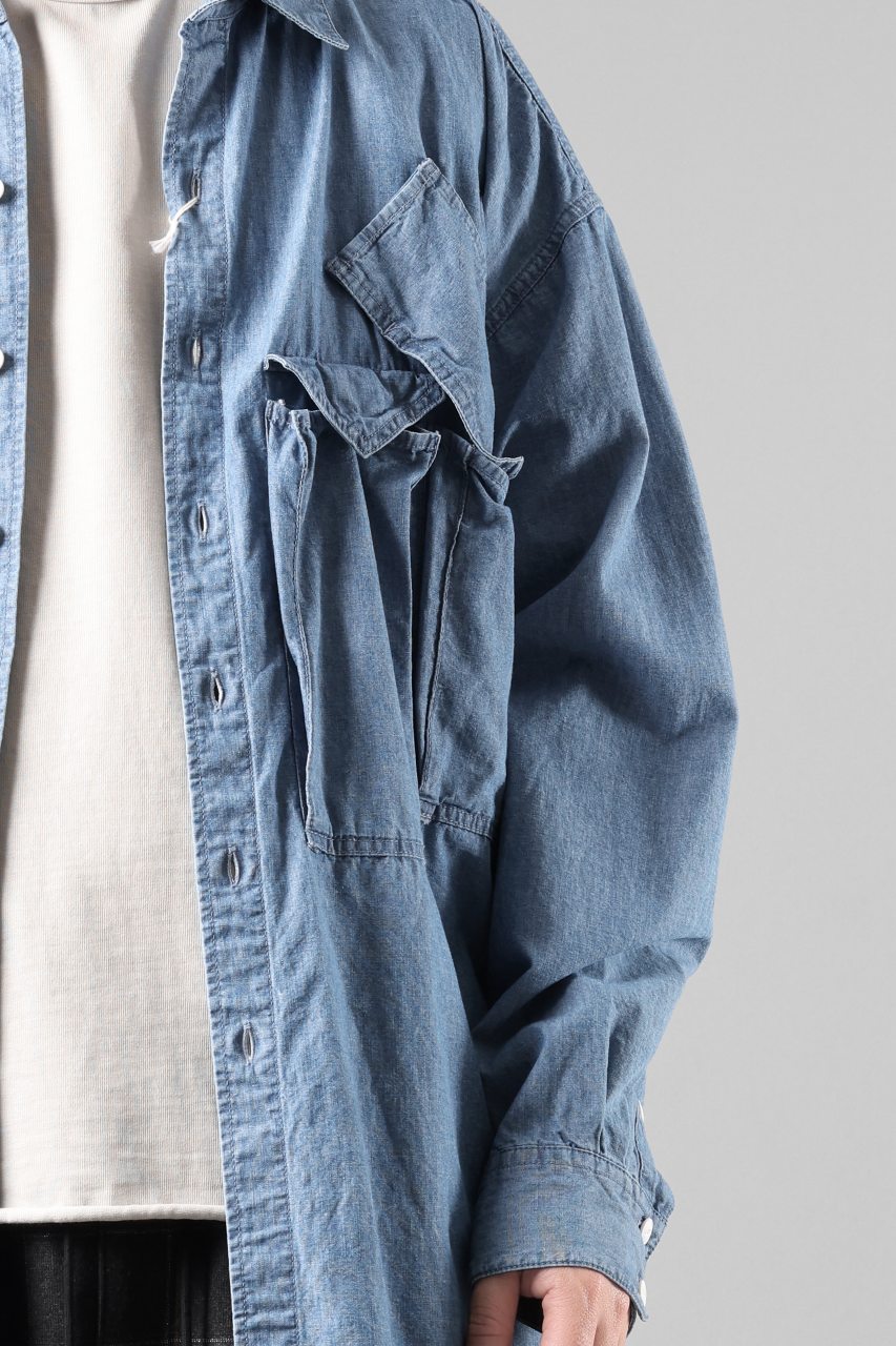 画像をギャラリービューアに読み込む, KATHARINE HAMNETT MULTI POCKET DENIM SHIRT / ORGANIC COTTON (LIGHT BLUE)