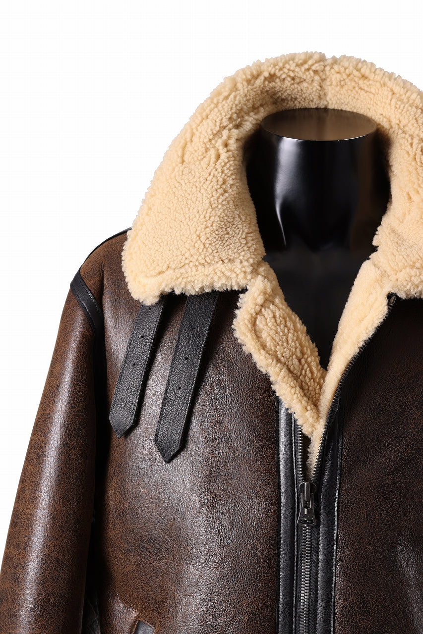Load image into Gallery viewer, ISAMU KATAYAMA BACKLASH "LIMITED" B-3 FLIGHT JACKET / SPANISH MOUTON NATIVE BOMBER FINISH (BROWN)