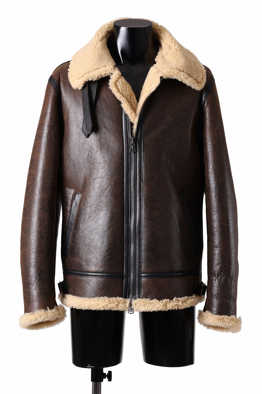 Load image into Gallery viewer, ISAMU KATAYAMA BACKLASH "LIMITED" B-3 FLIGHT JACKET / SPANISH MOUTON NATIVE BOMBER FINISH (BROWN)