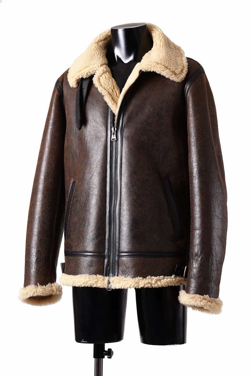 Load image into Gallery viewer, ISAMU KATAYAMA BACKLASH "LIMITED" B-3 FLIGHT JACKET / SPANISH MOUTON NATIVE BOMBER FINISH (BROWN)