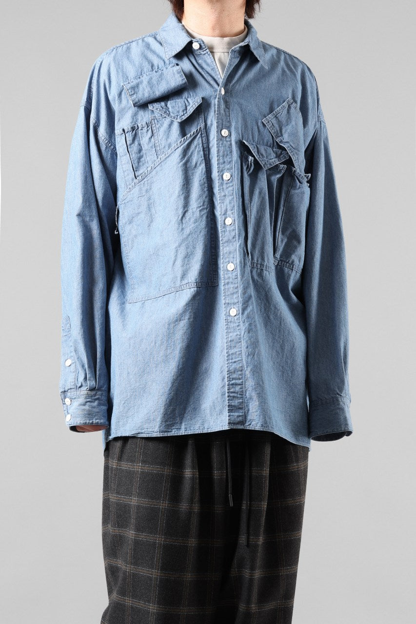 画像をギャラリービューアに読み込む, KATHARINE HAMNETT MULTI POCKET DENIM SHIRT / ORGANIC COTTON (LIGHT BLUE)