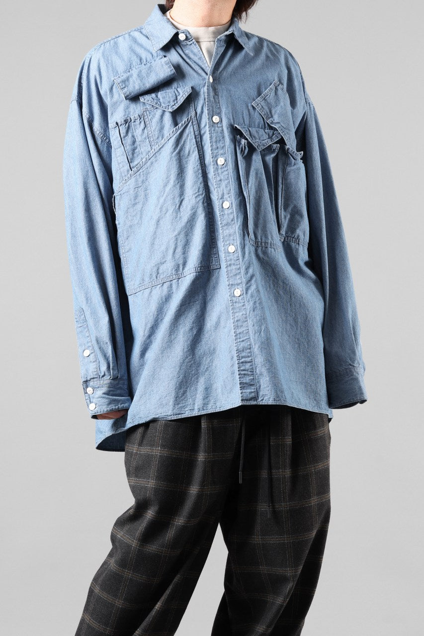 画像をギャラリービューアに読み込む, KATHARINE HAMNETT MULTI POCKET DENIM SHIRT / ORGANIC COTTON (LIGHT BLUE)