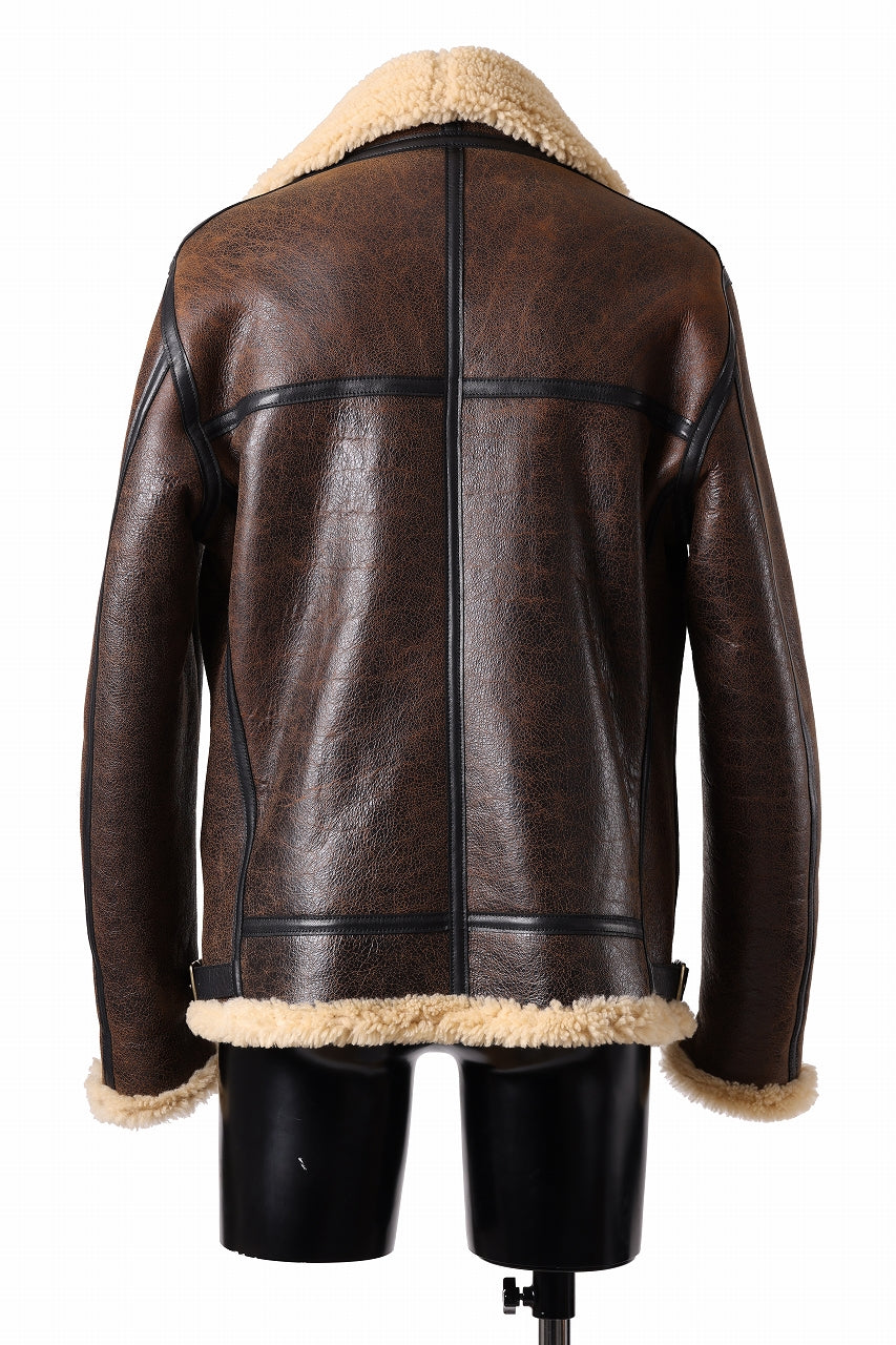 Load image into Gallery viewer, ISAMU KATAYAMA BACKLASH "LIMITED" B-3 FLIGHT JACKET / SPANISH MOUTON NATIVE BOMBER FINISH (BROWN)