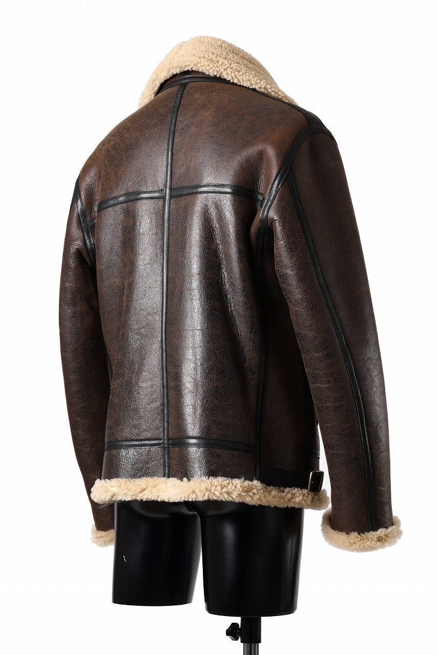 Load image into Gallery viewer, ISAMU KATAYAMA BACKLASH "LIMITED" B-3 FLIGHT JACKET / SPANISH MOUTON NATIVE BOMBER FINISH (BROWN)
