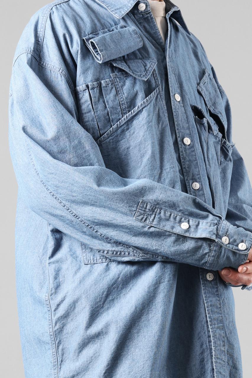 画像をギャラリービューアに読み込む, KATHARINE HAMNETT MULTI POCKET DENIM SHIRT / ORGANIC COTTON (LIGHT BLUE)