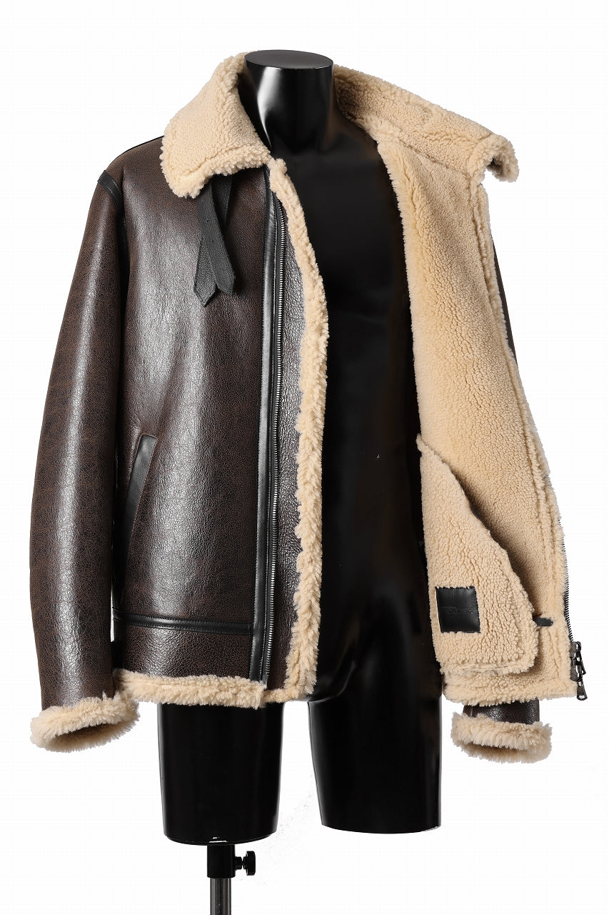 Load image into Gallery viewer, ISAMU KATAYAMA BACKLASH "LIMITED" B-3 FLIGHT JACKET / SPANISH MOUTON NATIVE BOMBER FINISH (BROWN)