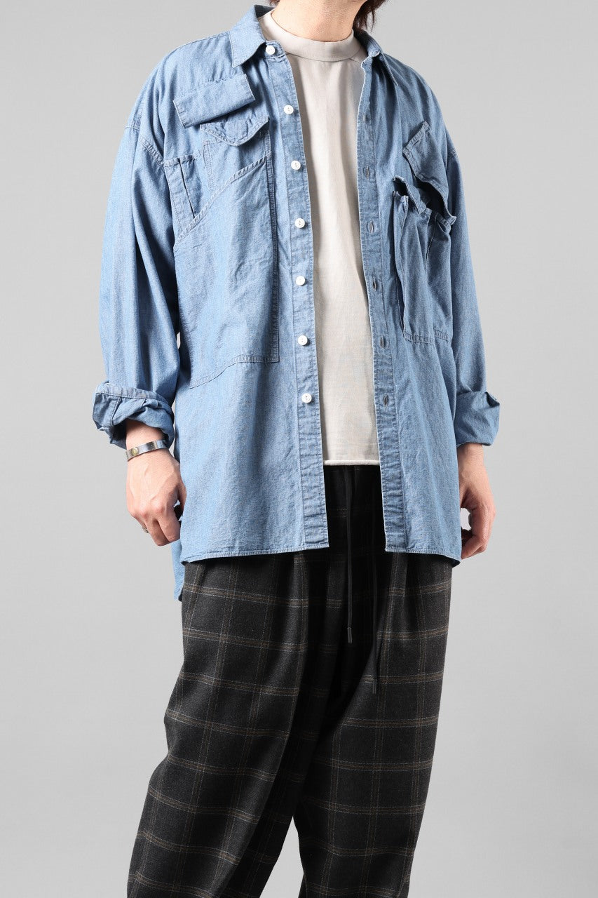 画像をギャラリービューアに読み込む, KATHARINE HAMNETT MULTI POCKET DENIM SHIRT / ORGANIC COTTON (LIGHT BLUE)