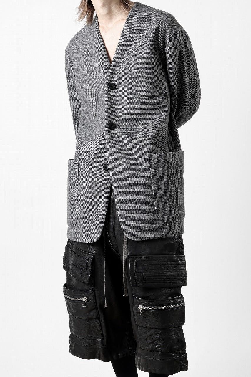 画像をギャラリービューアに読み込む, TARO HORIUCHI / th products Collarless Jacket / active setter tweed knit (gray)