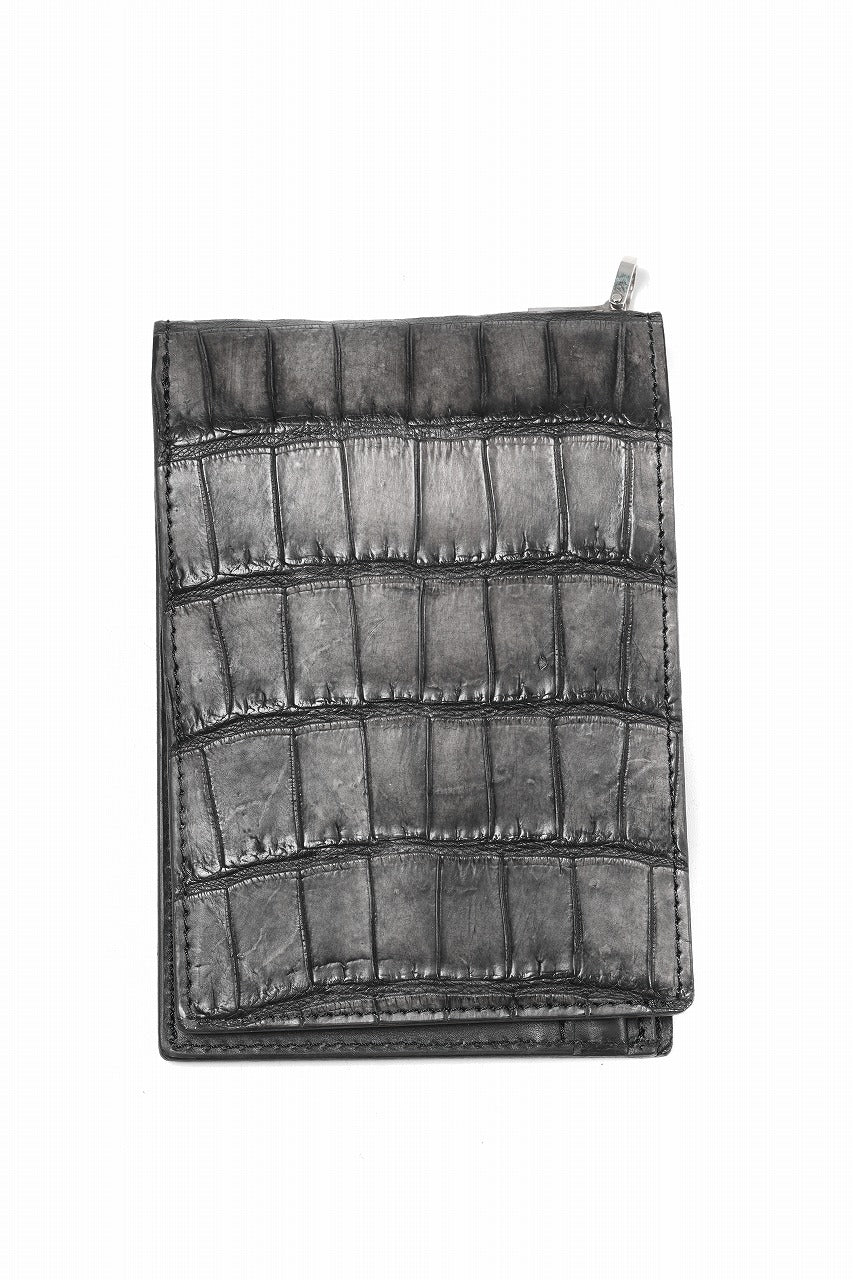 Load image into Gallery viewer, ISAMU KATAYAMA BACKLASH CROCODILE 2 FOLD WALLET / INK DYED (SUMI)