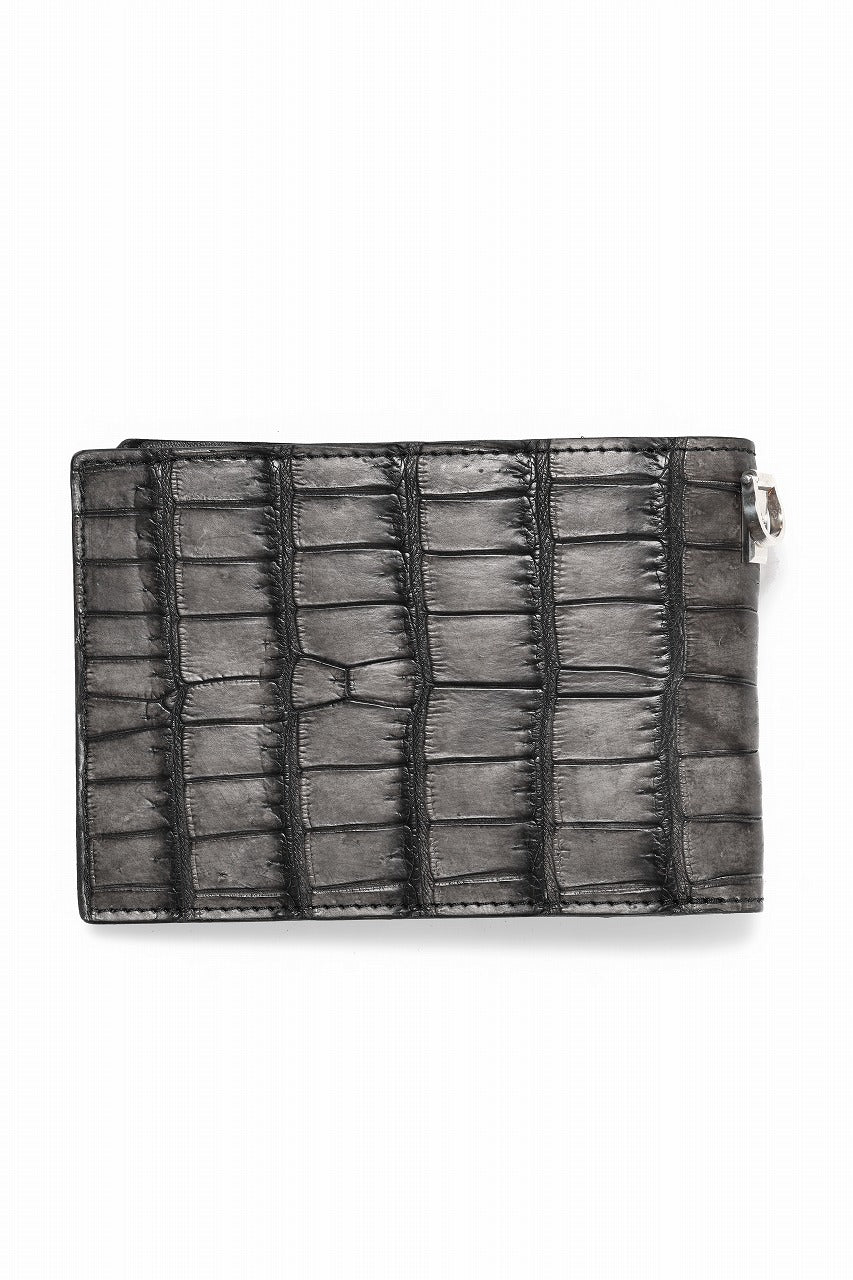 Load image into Gallery viewer, ISAMU KATAYAMA BACKLASH CROCODILE 2 FOLD WALLET / INK DYED (SUMI)