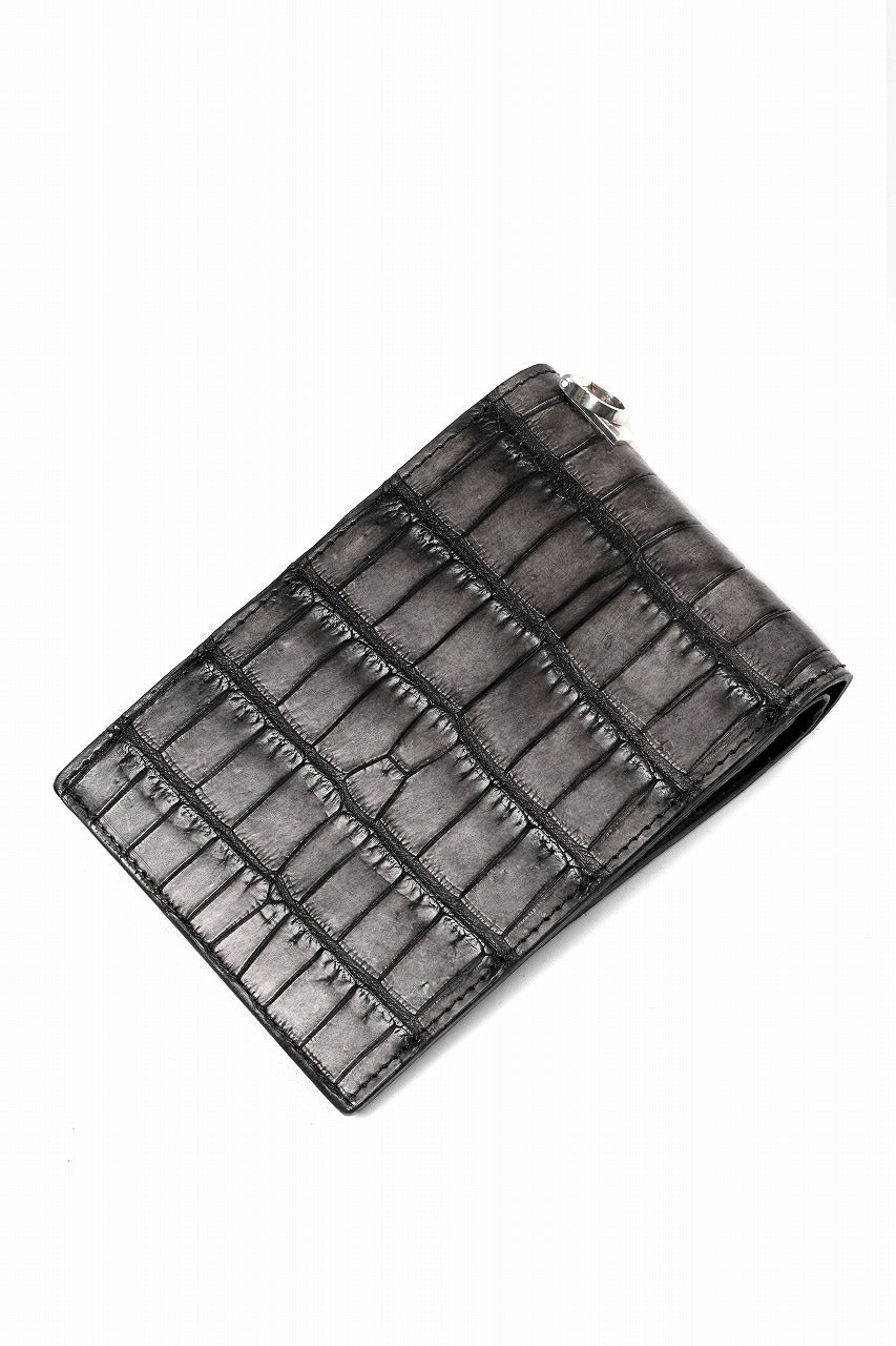 Load image into Gallery viewer, ISAMU KATAYAMA BACKLASH CROCODILE 2 FOLD WALLET / INK DYED (SUMI)