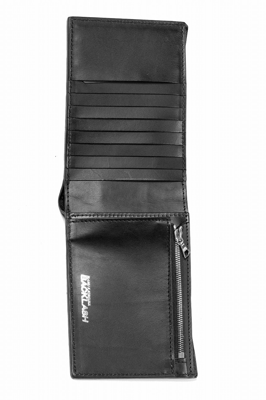 Load image into Gallery viewer, ISAMU KATAYAMA BACKLASH CROCODILE 2 FOLD WALLET / INK DYED (SUMI)