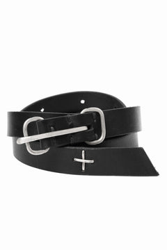 Load image into Gallery viewer, m.a+ double oval buckle thin belt / EL1B/GR3,0 (BLACK)