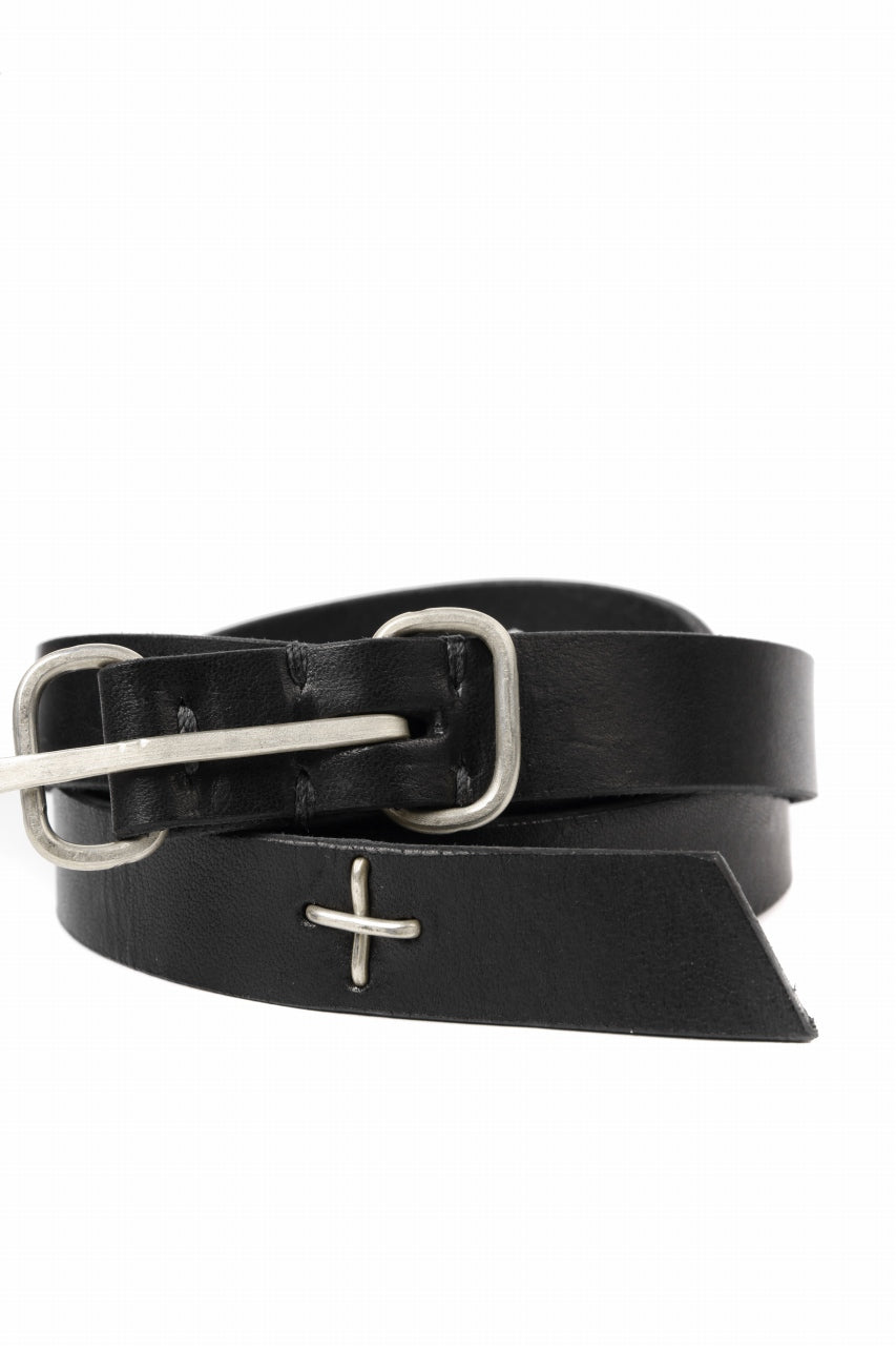 Load image into Gallery viewer, m.a+ double oval buckle thin belt / EL1B/GR3,0 (BLACK)