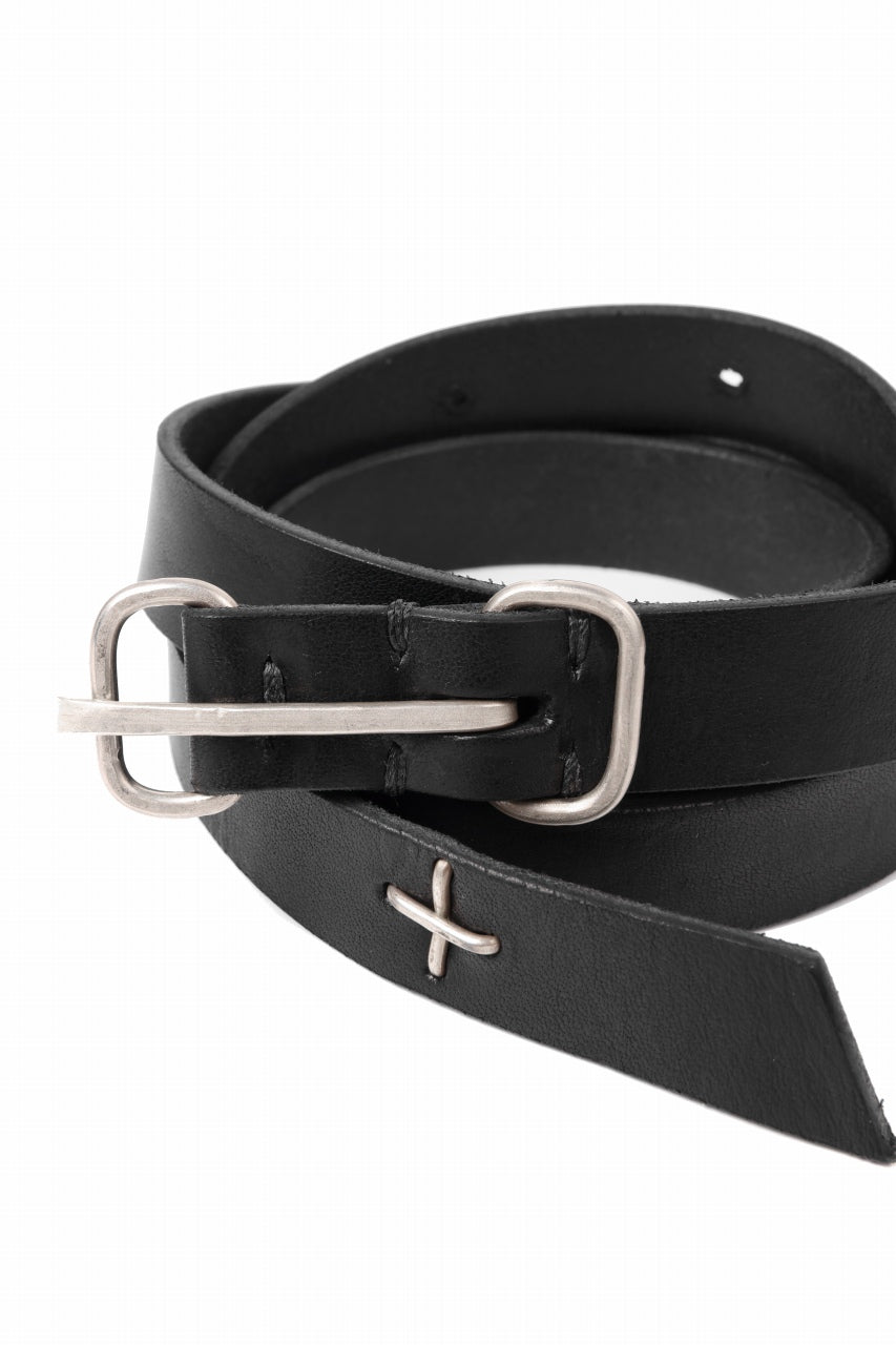Load image into Gallery viewer, m.a+ double oval buckle thin belt / EL1B/GR3,0 (BLACK)