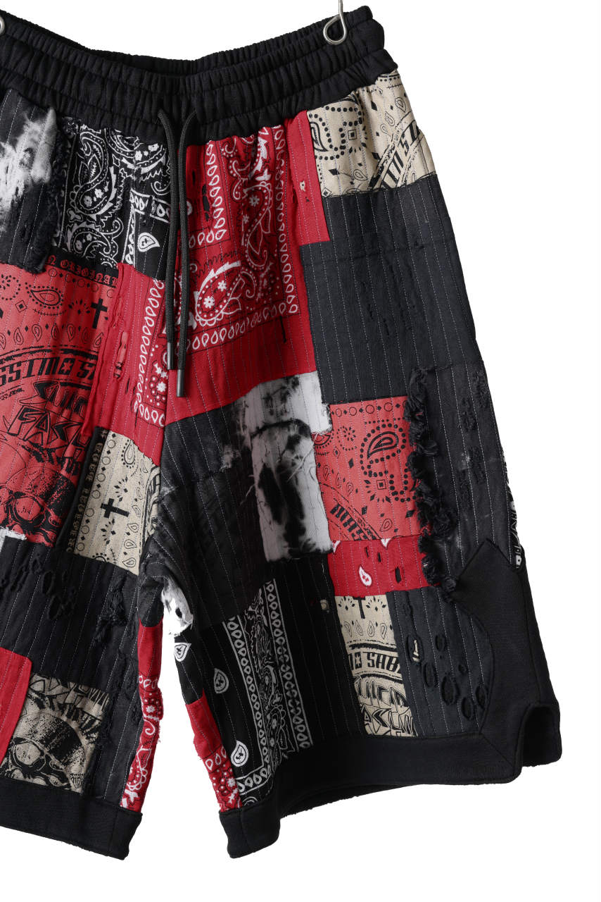 画像をギャラリービューアに読み込む, MASSIMO SABBADIN FULL BORO STYLE BASKET SHORTS (BLACK x RED #B)