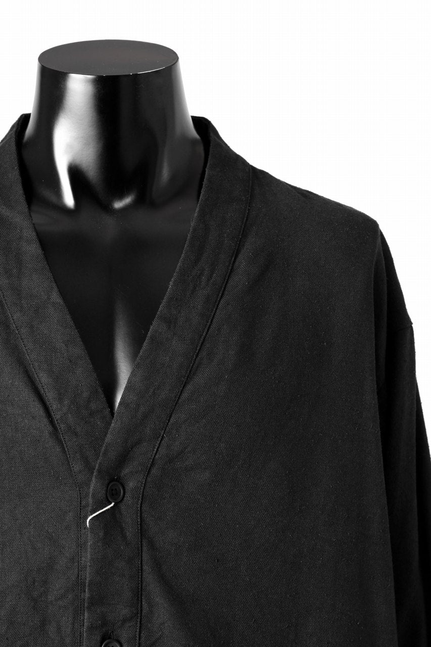 Load image into Gallery viewer, COLINA CARDIGAN SHIRT / SILK & LINEN GABARDINE (BLACK)
