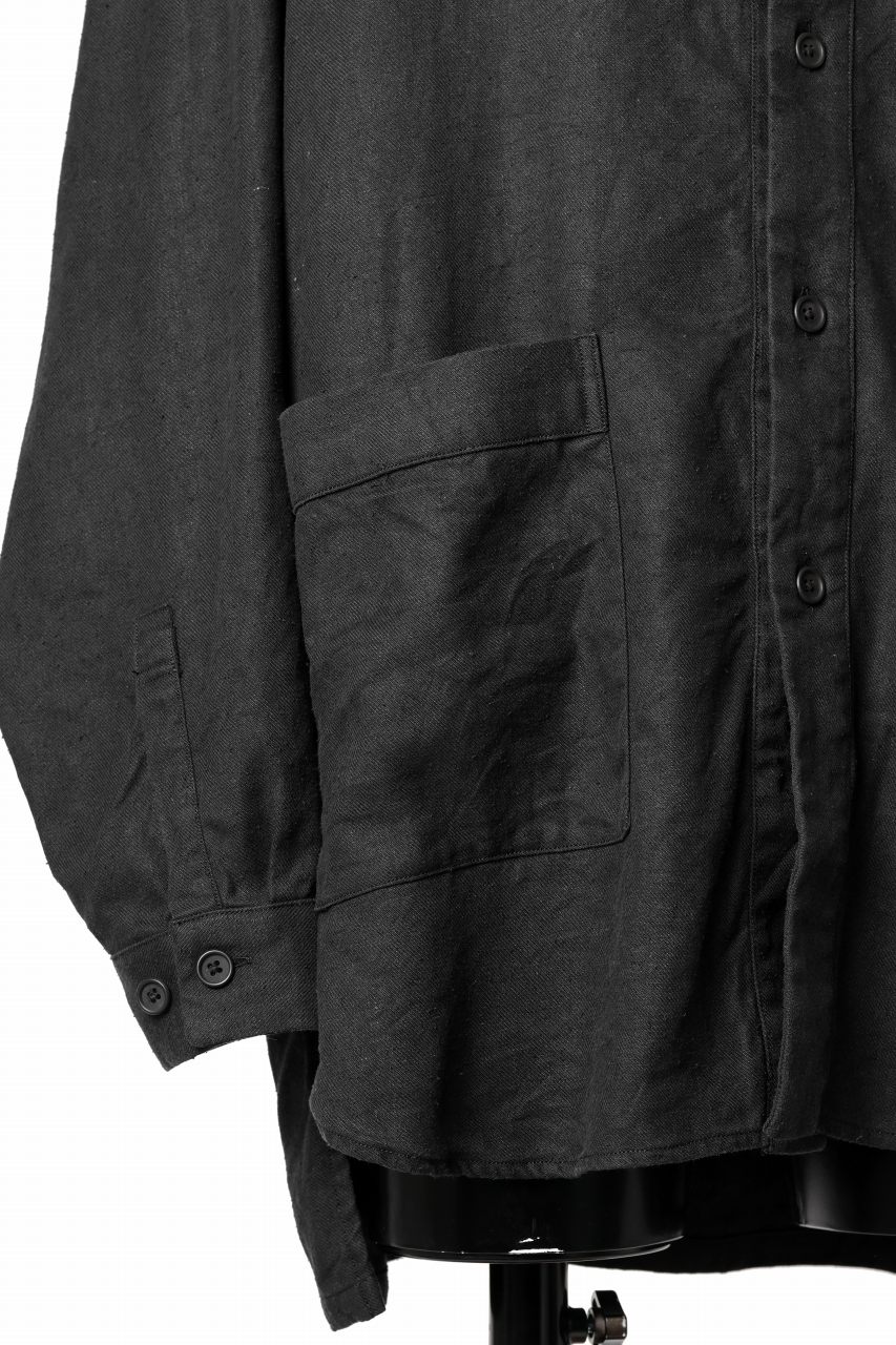 Load image into Gallery viewer, COLINA CARDIGAN SHIRT / SILK & LINEN GABARDINE (BLACK)