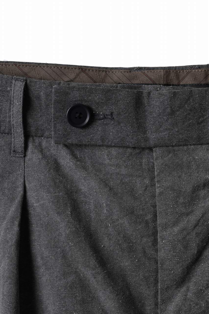 KLASICA GOSSE (ND ver.) TUCKED x2 TROUSERS / NATURAL DYED COTTON x SILK WEATHER (SUMI BLACK)