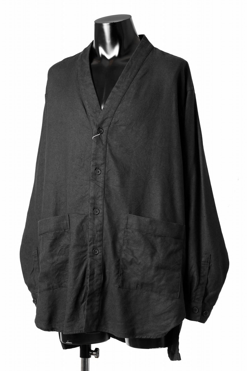 Load image into Gallery viewer, COLINA CARDIGAN SHIRT / SILK & LINEN GABARDINE (BLACK)