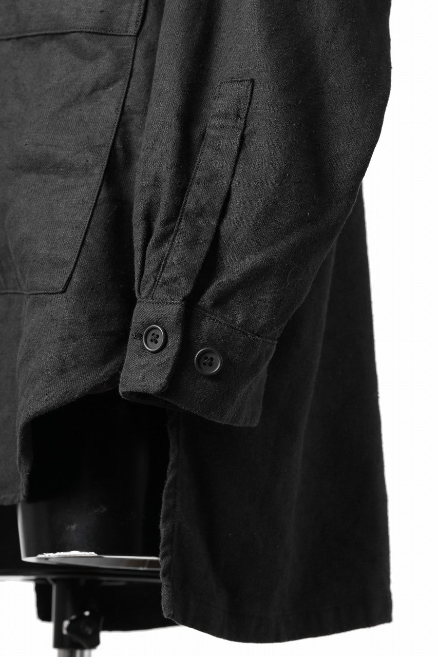 Load image into Gallery viewer, COLINA CARDIGAN SHIRT / SILK & LINEN GABARDINE (BLACK)