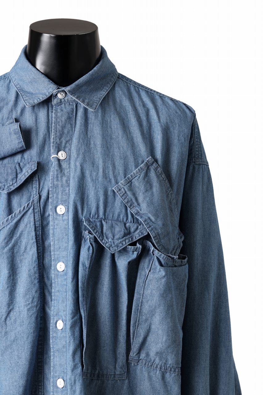 画像をギャラリービューアに読み込む, KATHARINE HAMNETT MULTI POCKET DENIM SHIRT / ORGANIC COTTON (LIGHT BLUE)