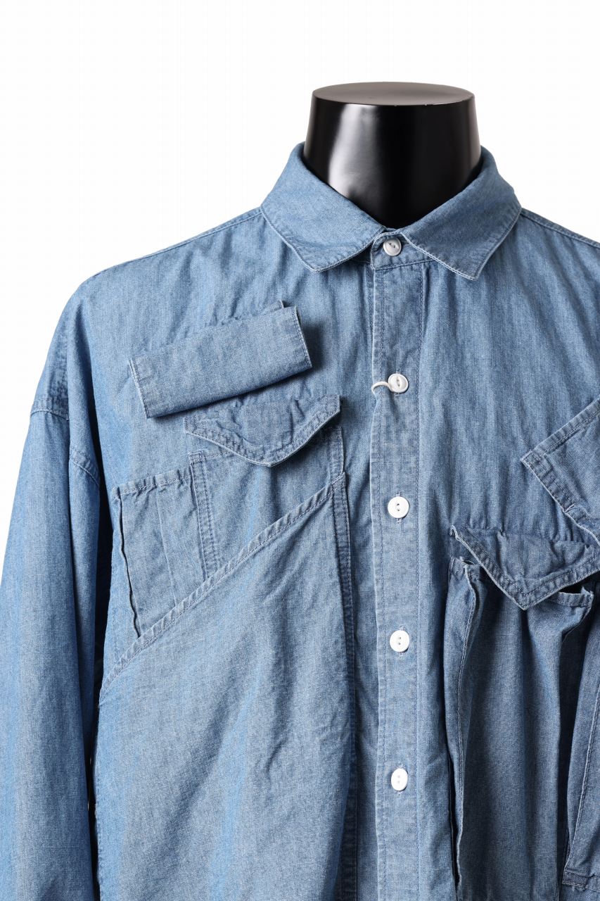 画像をギャラリービューアに読み込む, KATHARINE HAMNETT MULTI POCKET DENIM SHIRT / ORGANIC COTTON (LIGHT BLUE)
