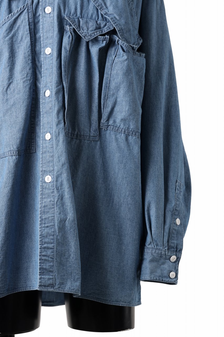 画像をギャラリービューアに読み込む, KATHARINE HAMNETT MULTI POCKET DENIM SHIRT / ORGANIC COTTON (LIGHT BLUE)