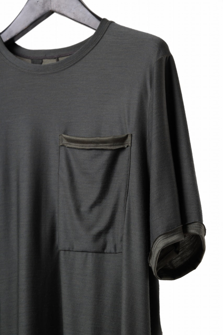 KLASICA BIG T OVER SIZED POCKET TEE / BRETHABLE  WOOL REBIRTH JERSEY (MOSS)