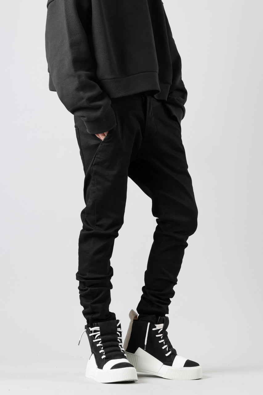 画像をギャラリービューアに読み込む, thom/krom OVER LOCKED SKINNY TROUSERS / STRETCH KNIT DENIM (BLACK)