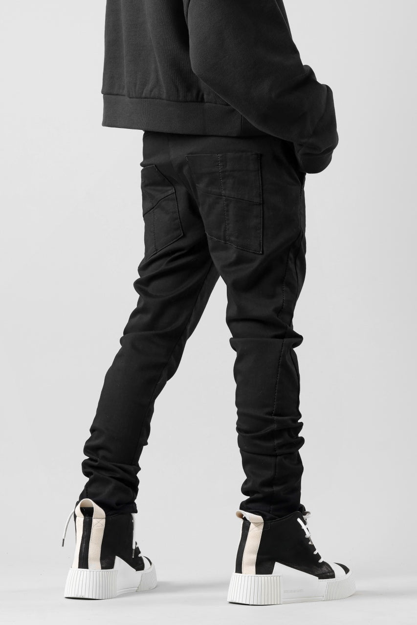 画像をギャラリービューアに読み込む, thom/krom OVER LOCKED SKINNY TROUSERS / STRETCH KNIT DENIM (BLACK)