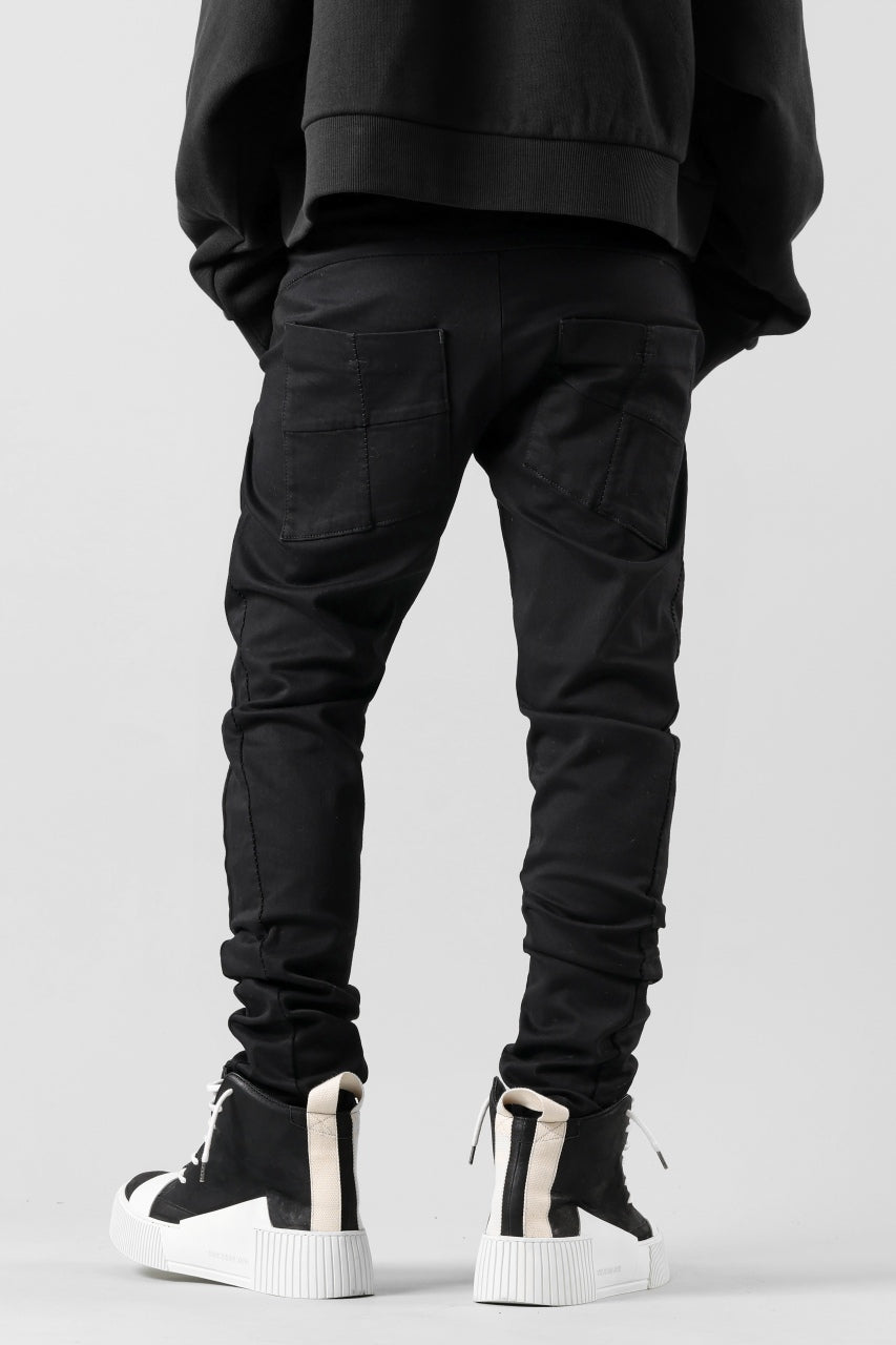 画像をギャラリービューアに読み込む, thom/krom OVER LOCKED SKINNY TROUSERS / STRETCH KNIT DENIM (BLACK)
