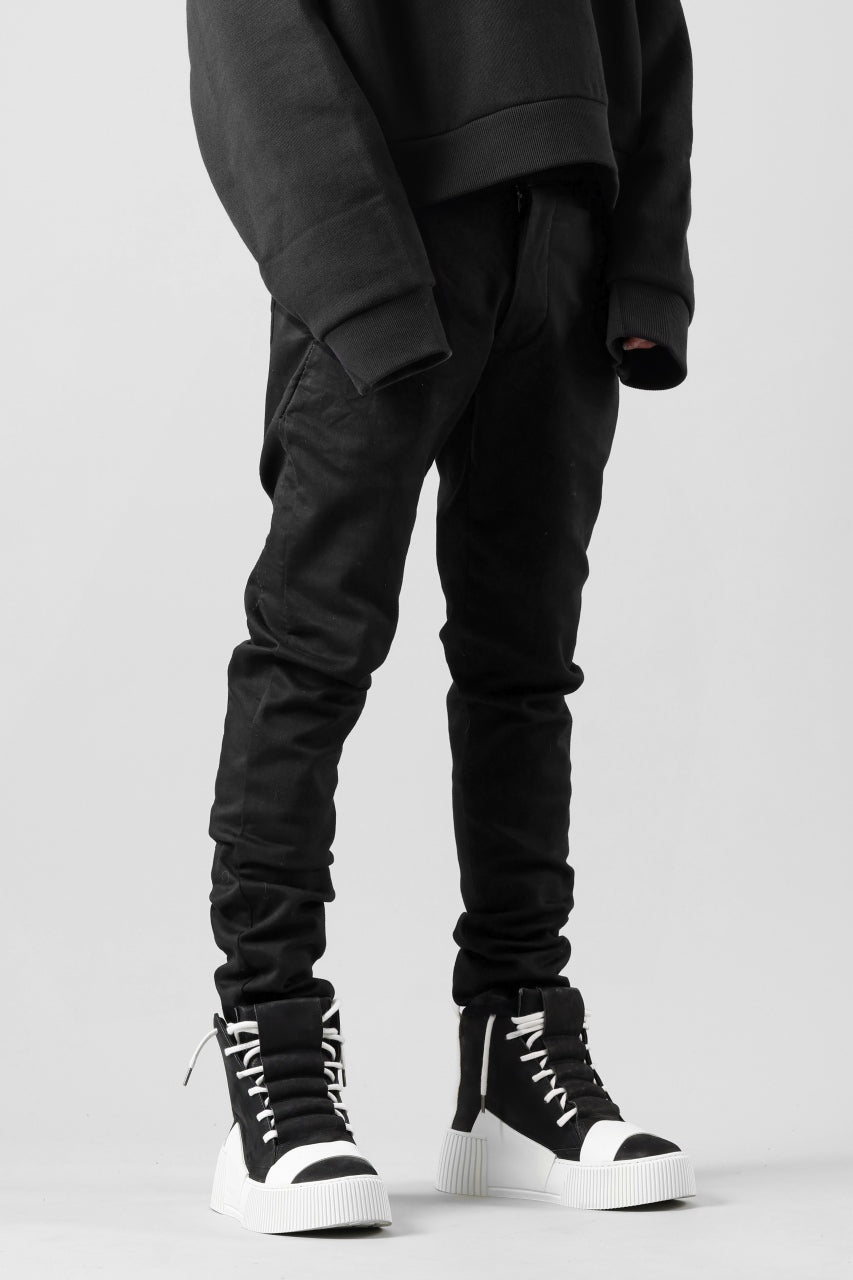 画像をギャラリービューアに読み込む, thom/krom OVER LOCKED SKINNY TROUSERS / STRETCH KNIT DENIM (BLACK)