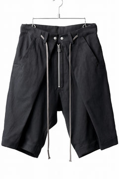 画像をギャラリービューアに読み込む, A.F ARTEFACT ZIP FOLDING TUCK SHORTS / COTTON-LINEN TWILL (BLACK)