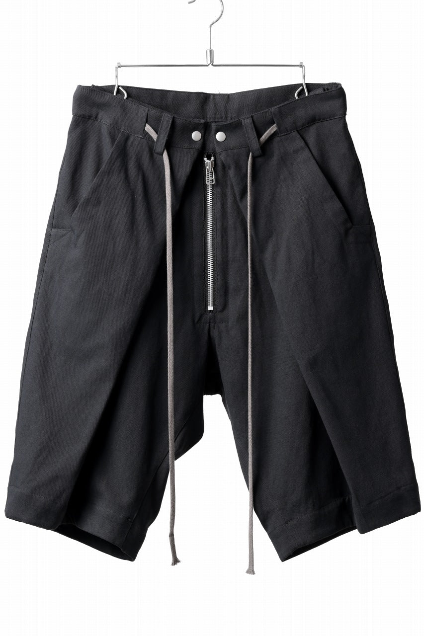 画像をギャラリービューアに読み込む, A.F ARTEFACT ZIP FOLDING TUCK SHORTS / COTTON-LINEN TWILL (BLACK)