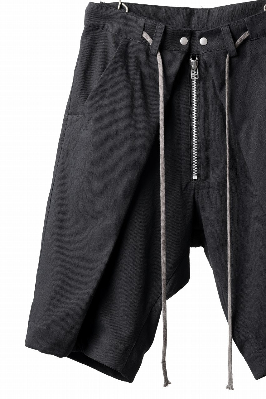 画像をギャラリービューアに読み込む, A.F ARTEFACT ZIP FOLDING TUCK SHORTS / COTTON-LINEN TWILL (BLACK)