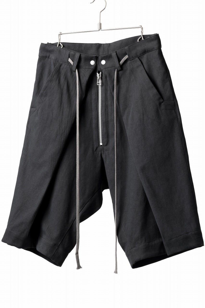 画像をギャラリービューアに読み込む, A.F ARTEFACT ZIP FOLDING TUCK SHORTS / COTTON-LINEN TWILL (BLACK)