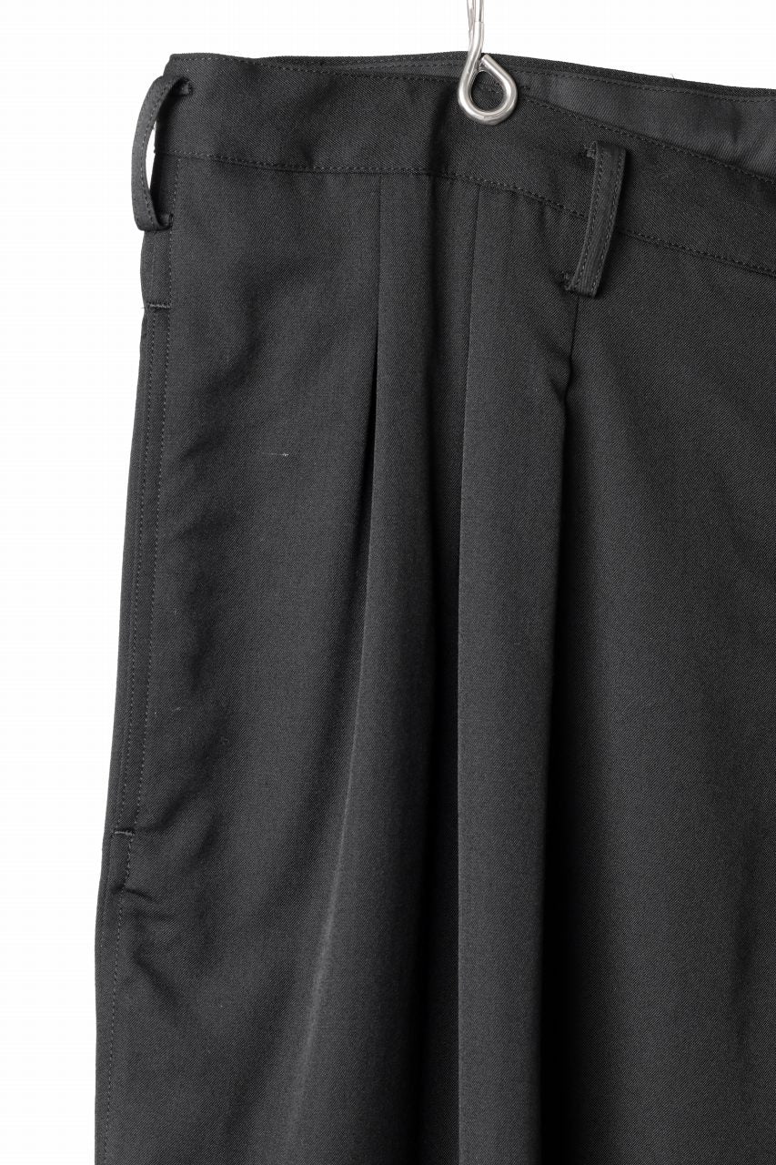 画像をギャラリービューアに読み込む, Y's for men 12 TACK WAIST PANTS / WRINKLE WOOL GABARDINE (BLACK)