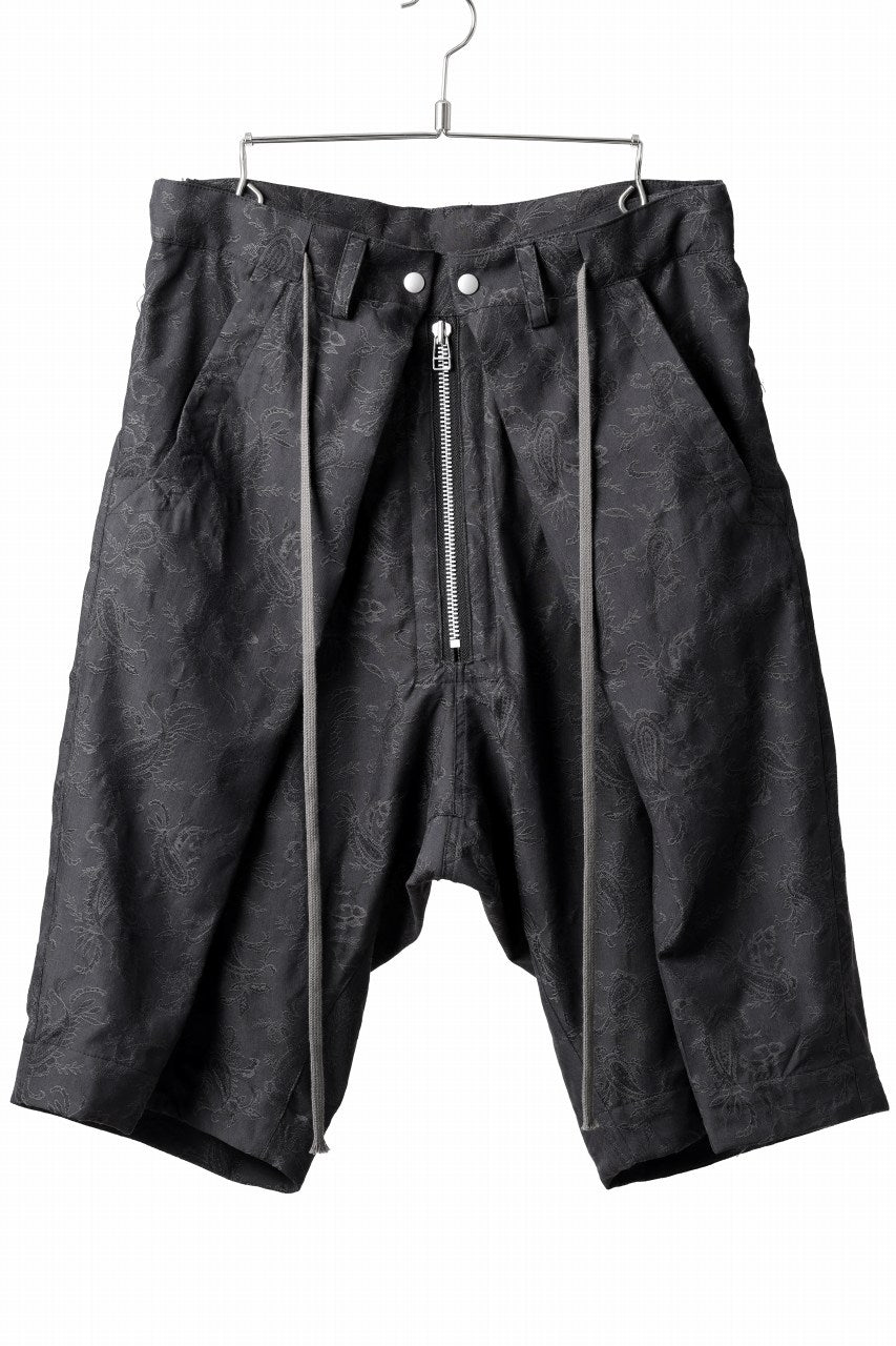 画像をギャラリービューアに読み込む, A.F ARTEFACT ZIP FOLDING TUCK SHORTS / PAISLEY JACQUARD (BLACK)