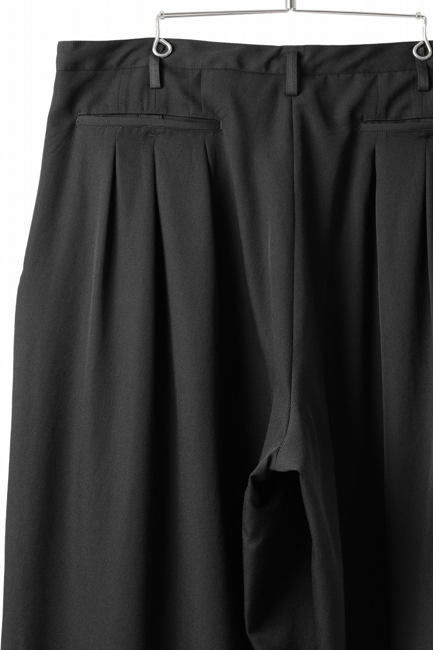 画像をギャラリービューアに読み込む, Y's for men 12 TACK WAIST PANTS / WRINKLE WOOL GABARDINE (BLACK)