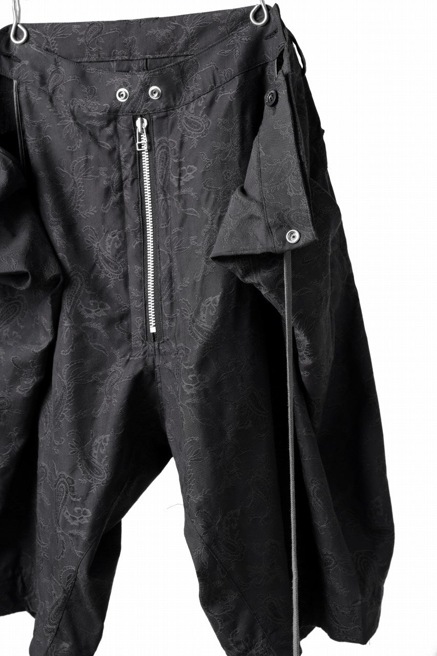 画像をギャラリービューアに読み込む, A.F ARTEFACT ZIP FOLDING TUCK SHORTS / PAISLEY JACQUARD (BLACK)