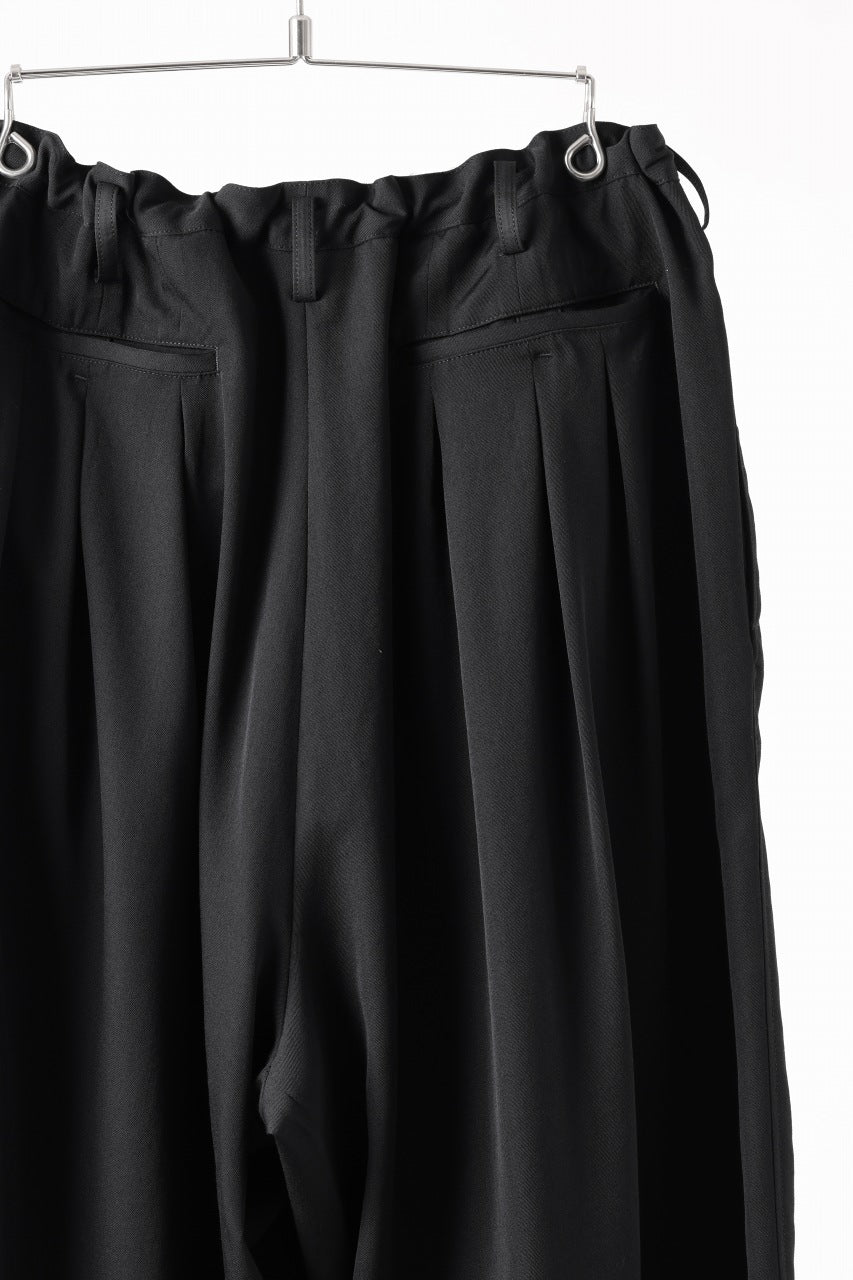 画像をギャラリービューアに読み込む, Y's for men 12 TACK WAIST PANTS / WRINKLE WOOL GABARDINE (BLACK)